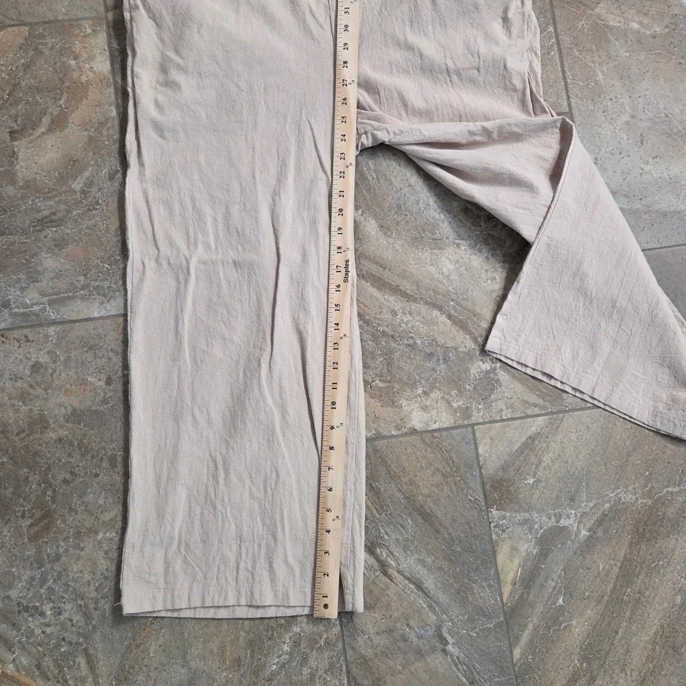 Womens Cotton Wide Leg Overalls Beige Neutral Relaxed Fit Bib Jumpsuit Large - Picture 3 of 9